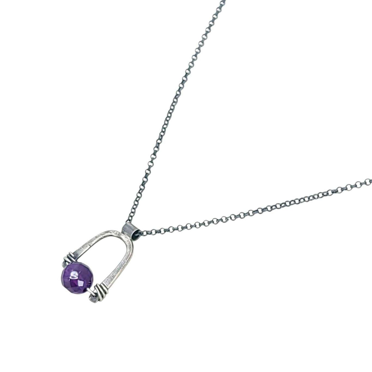 Necklace - Arc Pendant (Amethyst) by Three Flames Silverworks
