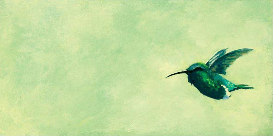 Wall Art - Hummingbird on 12in x 6in Wood Panel by The Mincing Mockingbird