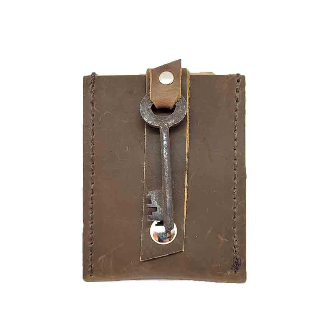 Wallet - Tan Brown - Key Pop-Up Leather Wallet by Divina Denuevo
