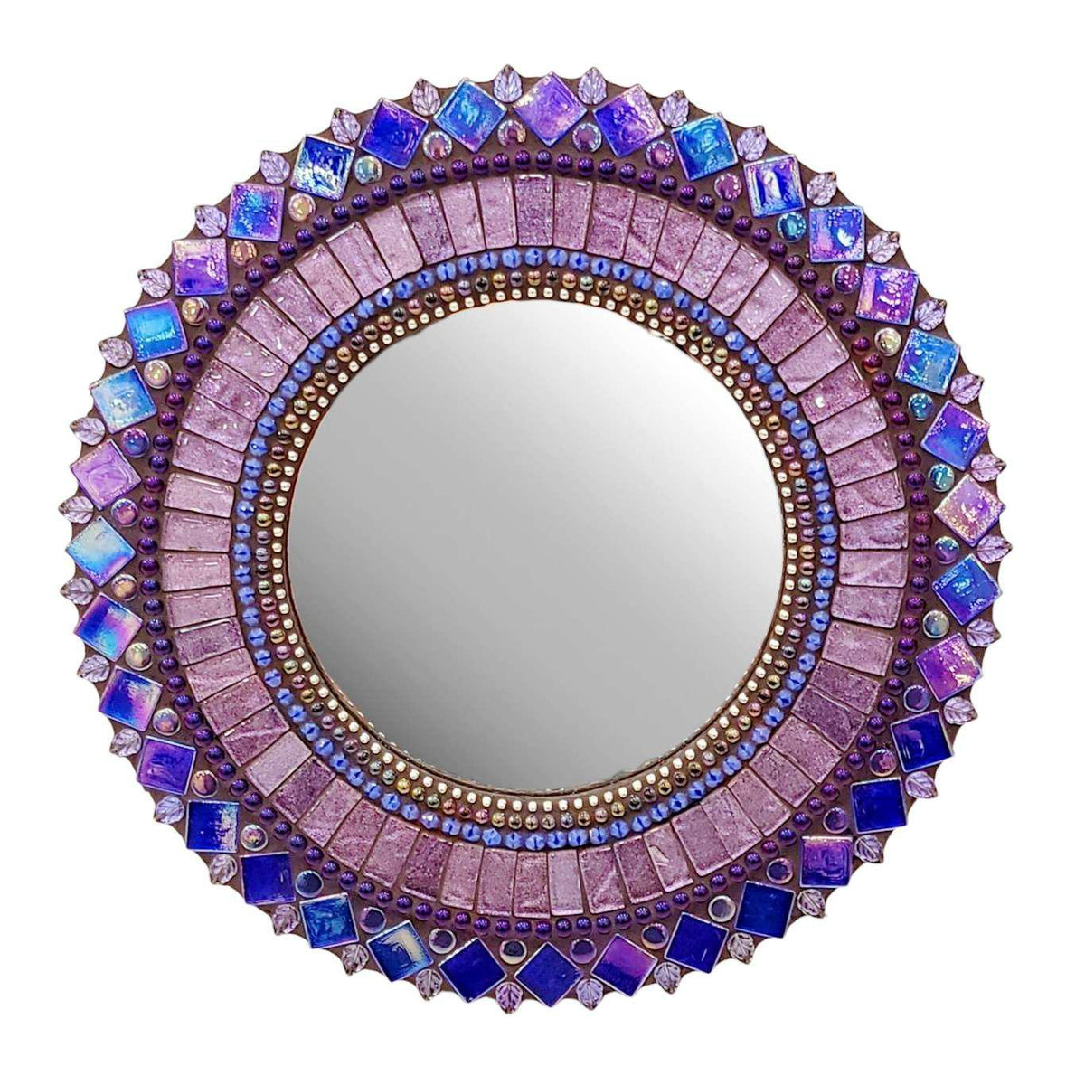 Mosaic Mirror - 10in Round (Magic Purples) by Zetamari Mosaic Artworks