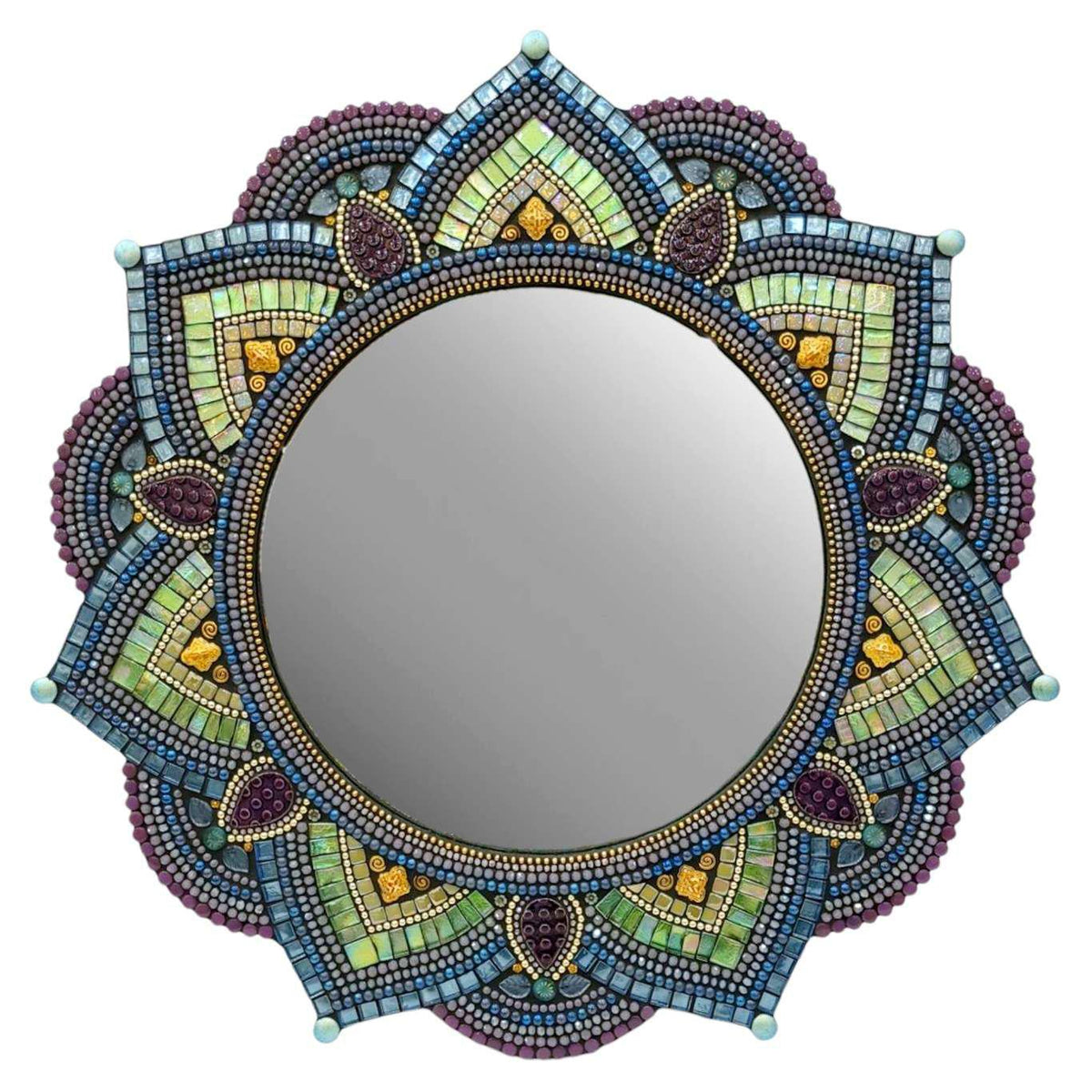 Mosaic Mirror - 21in Mandala (Plum) by Zetamari Mosaic Artworks