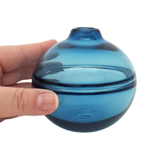 Bud Vase - Petite Round in Glacial Blue Glass by Dougherty Glassworks