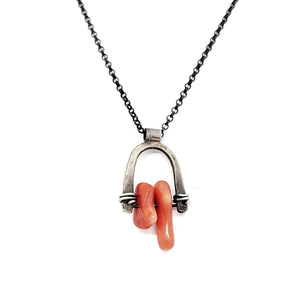 Necklace - Arc Reclaimed Coral Sterling 18 in chain (A or B) by Three Flames Silverworks