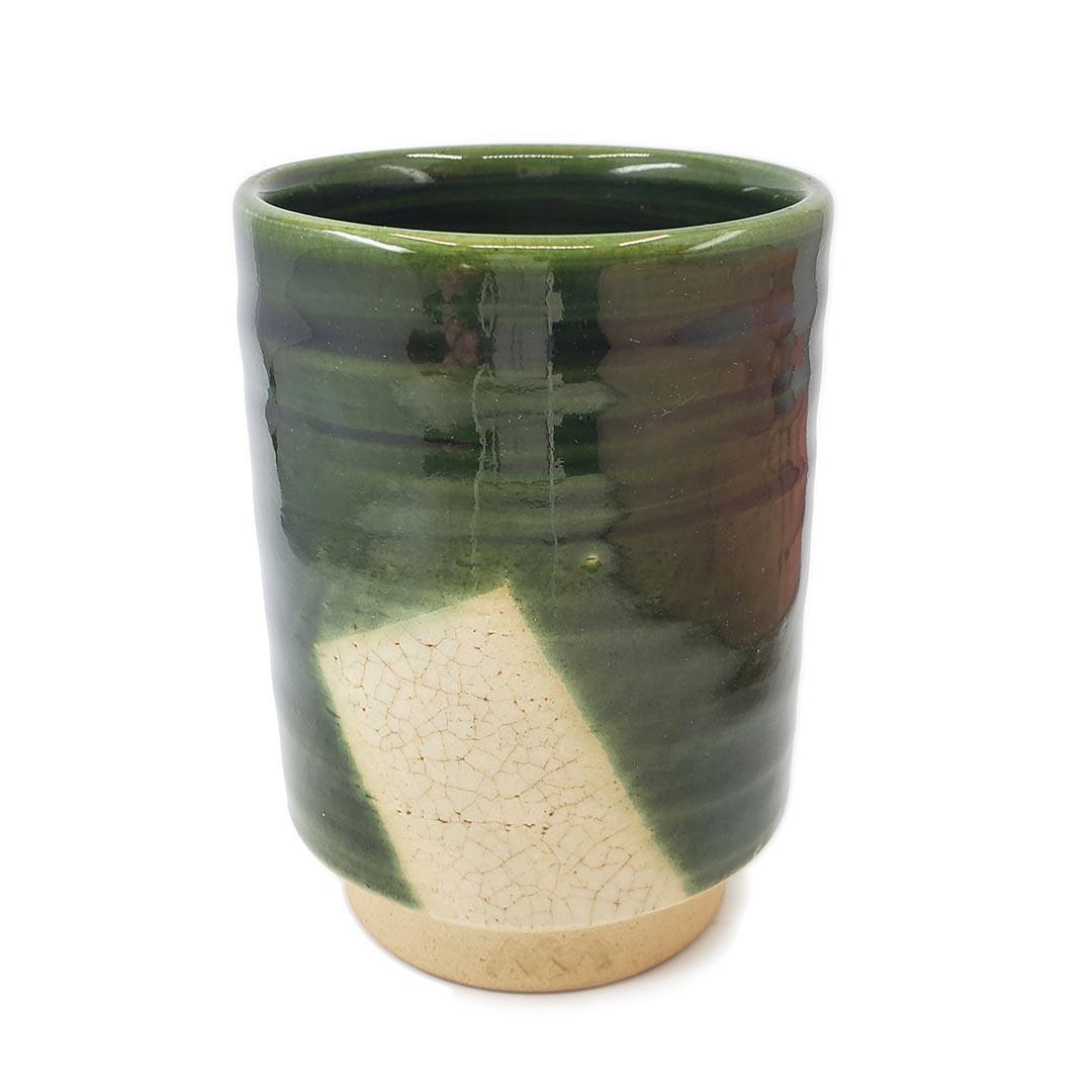 Cup - Large Green Seto-Yaki Oribe by Asemi Co.