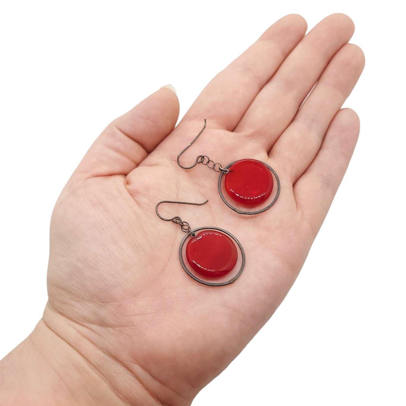Earrings - Plato Elaine in Red by Krista Bermeo Studio