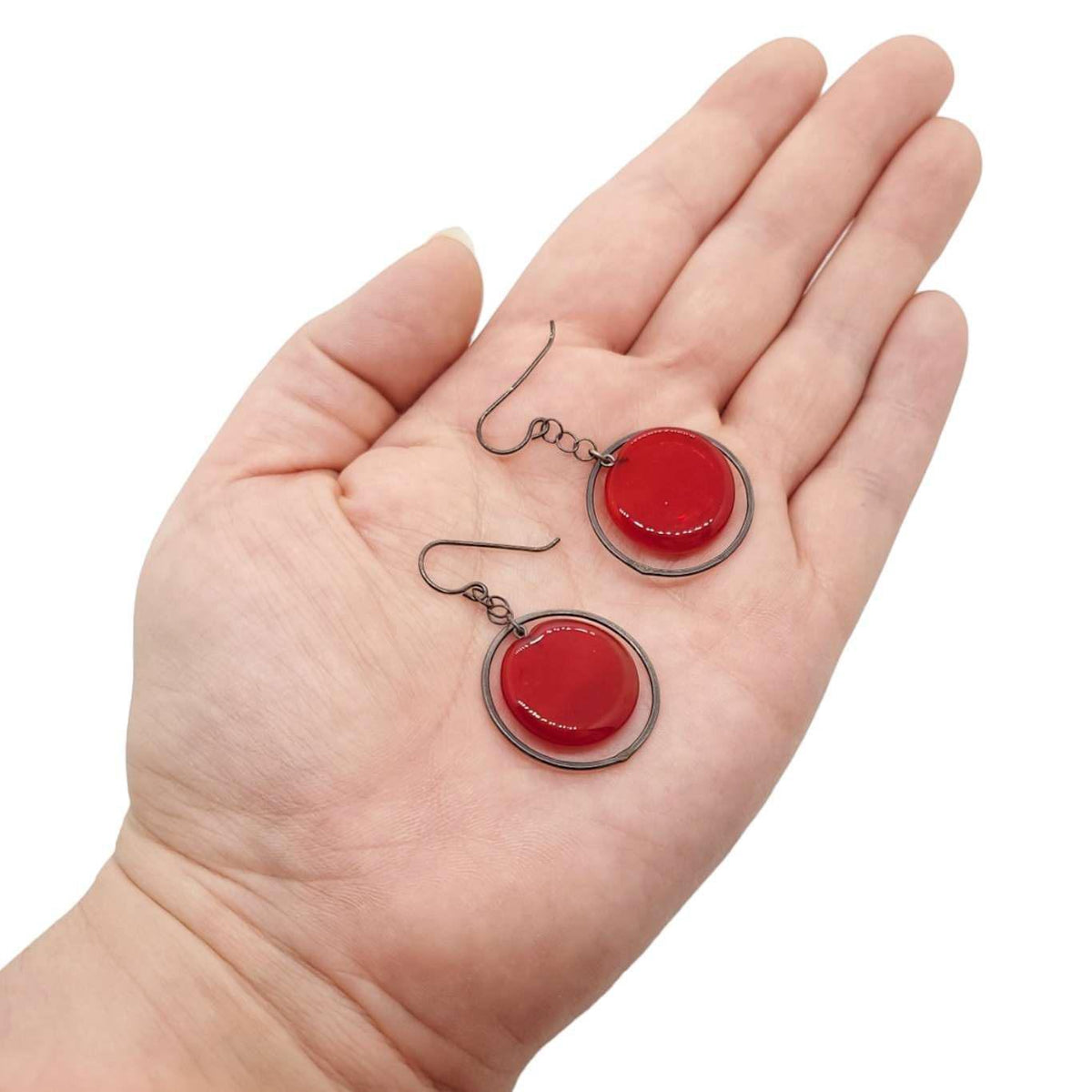 Earrings - Plato Elaine in Red by Krista Bermeo Studio