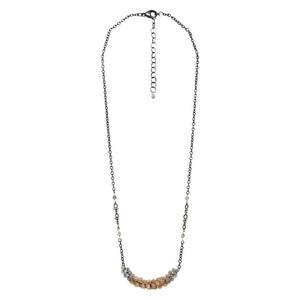 Necklace - Wrapped Bar with Chocolate and Gray Moonstone by Calliope Jewelry