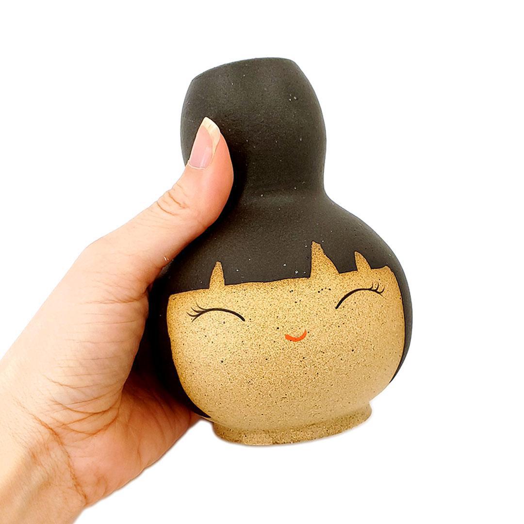 Vase - Cheerful Buddy (Black Hair) by Jennifer Fujimoto