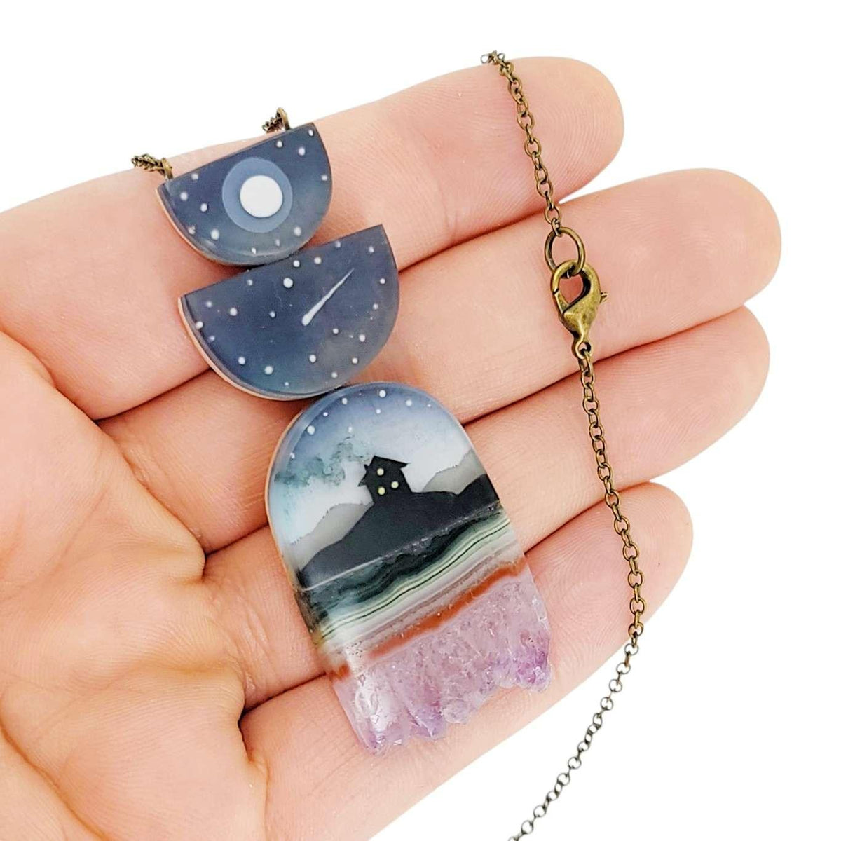 Necklace - Starry Home Crystal (Gunmetal) by Fernworks