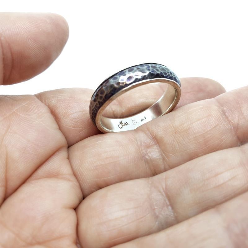Ring - Size 12.25 – Sterling Silver Lined Titanium Half-Round by Taviametal