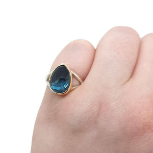 Ring - Size 7.25 - Cleo in London Blue Topaz with 14k Gold and Sterling Silver by Corey Egan