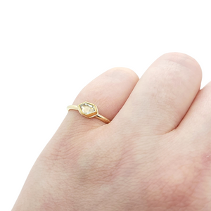 Ring - Size 7 (Custom Sizing Available) - Glacier Mini Horizontal Herkimer in 14k Yellow Gold by Stórica Studio