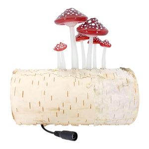 Lamp - Birch Log (Red Mushrooms) by Sage Studios