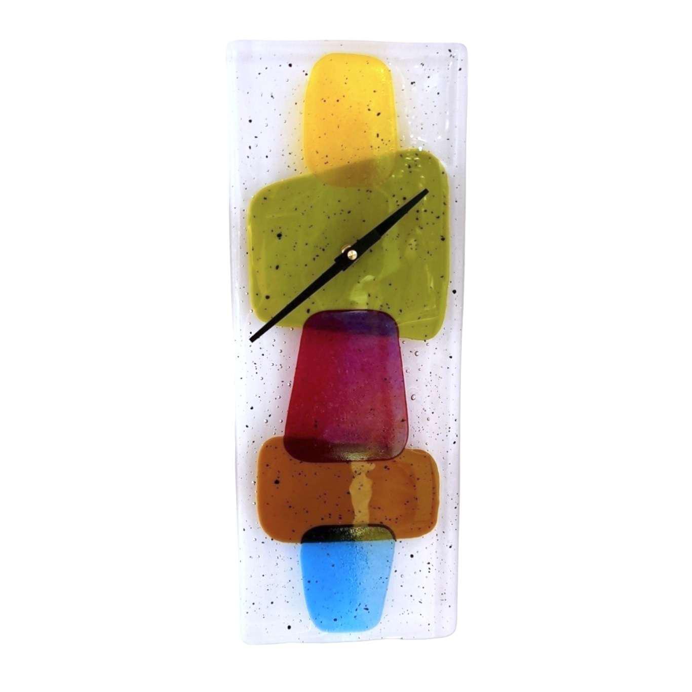 Wall Clock - Mid Mod in Fused Glass by Danielle Styles Glass