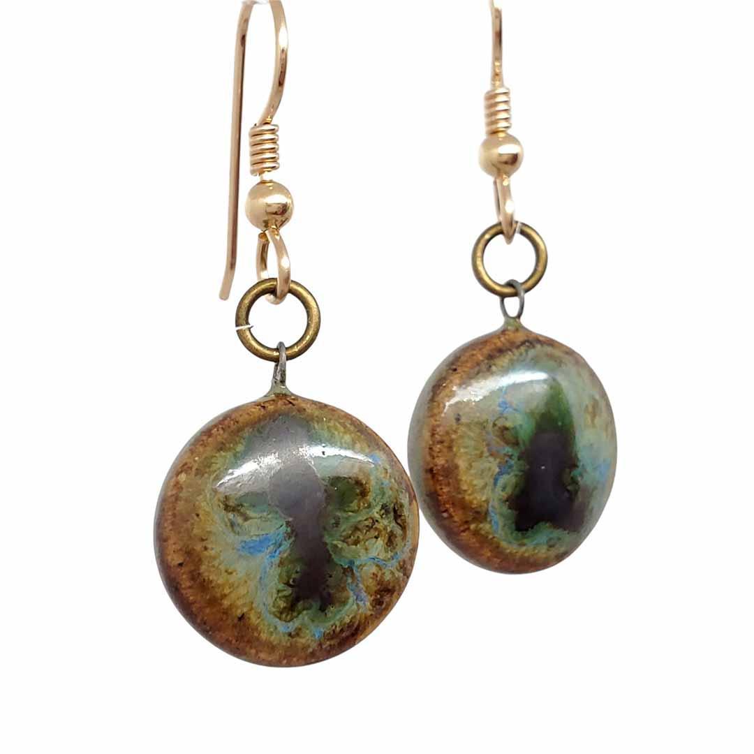Earrings - Small Circle Drops in Earth by Dandy Jewelry