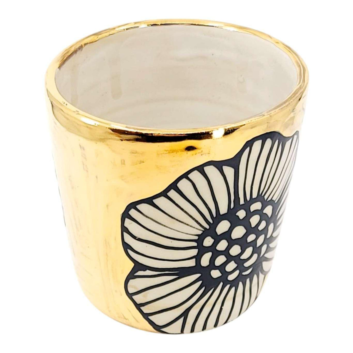 Vessel - Floral Tumbler or Vase with 22k Gold Solid Background (A) by Hsieh Clay SF