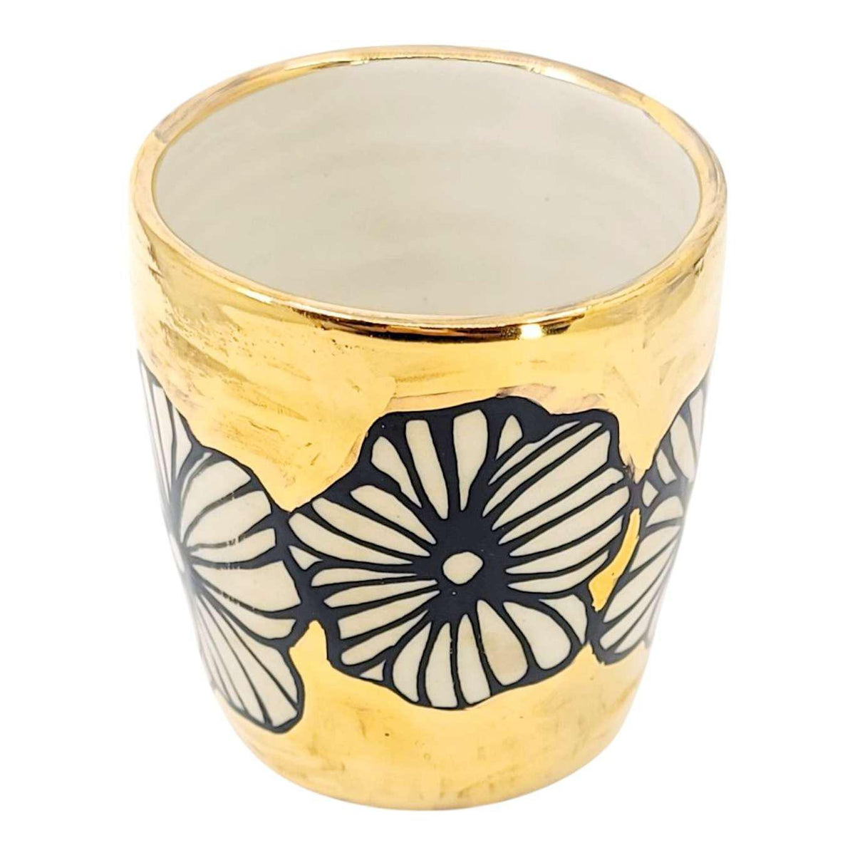 Vessel - Floral Tumbler or Vase with 22k Gold Solid Background (B) by Hsieh Clay SF