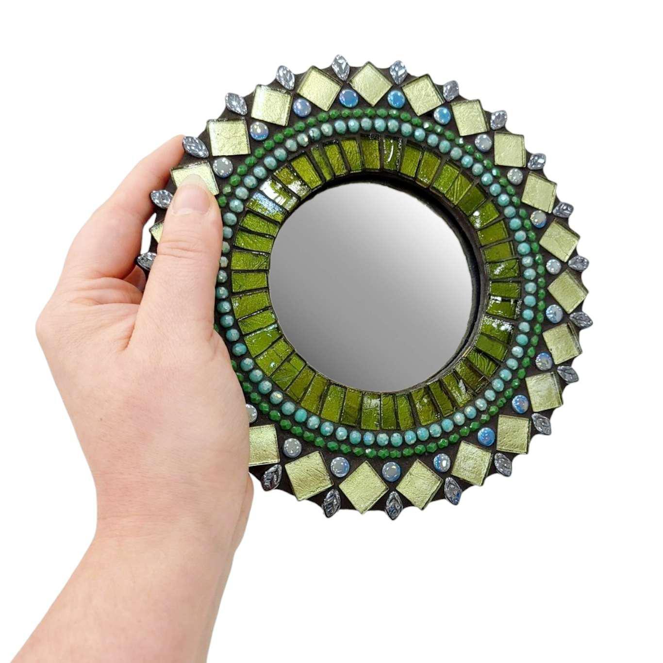 Mosaic Mirror - 7in Round (Kauai) by Zetamari Mosaic Artworks