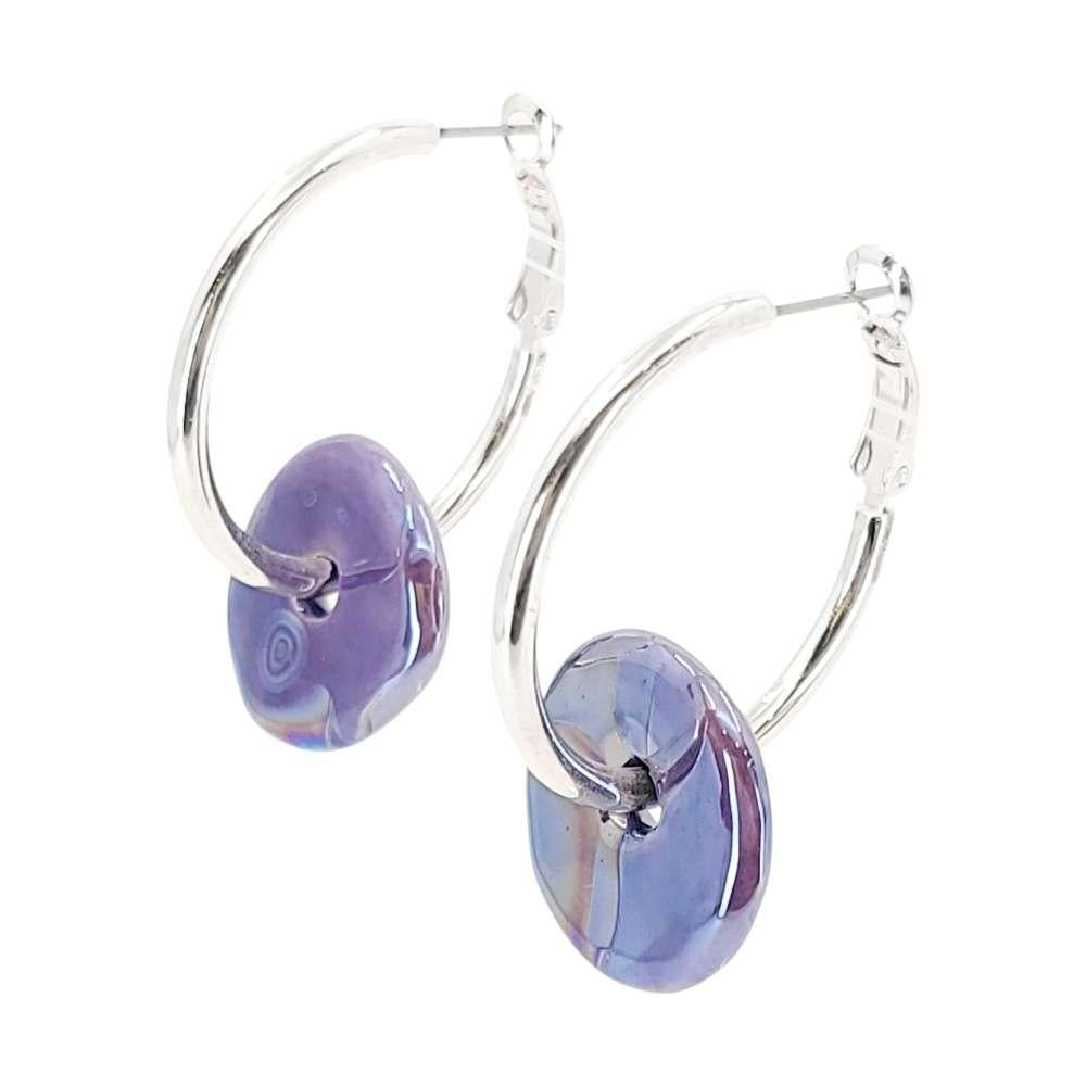 Earrings - Ceramic Ring Hoops (Grape) by Diana Kauffman