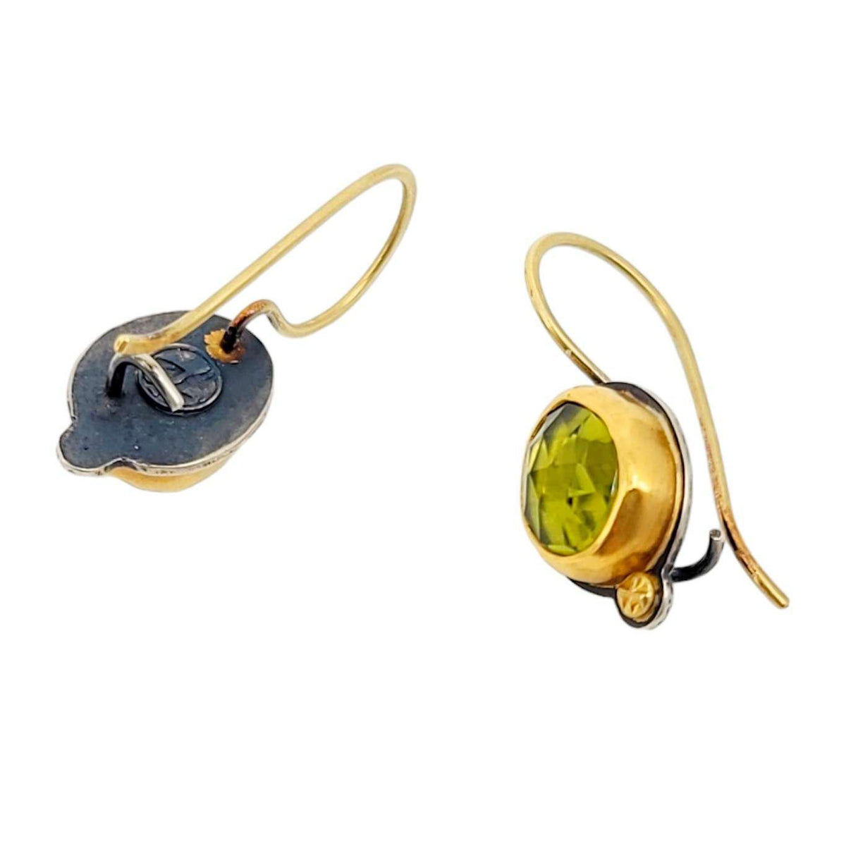 Earrings - Rose Cut Peridot in 18k and 14k Gold with Sterling Silver by Allison Kallaway
