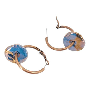 Earrings - Ceramic Ring Hoops (Blue Copper) by Diana Kauffman
