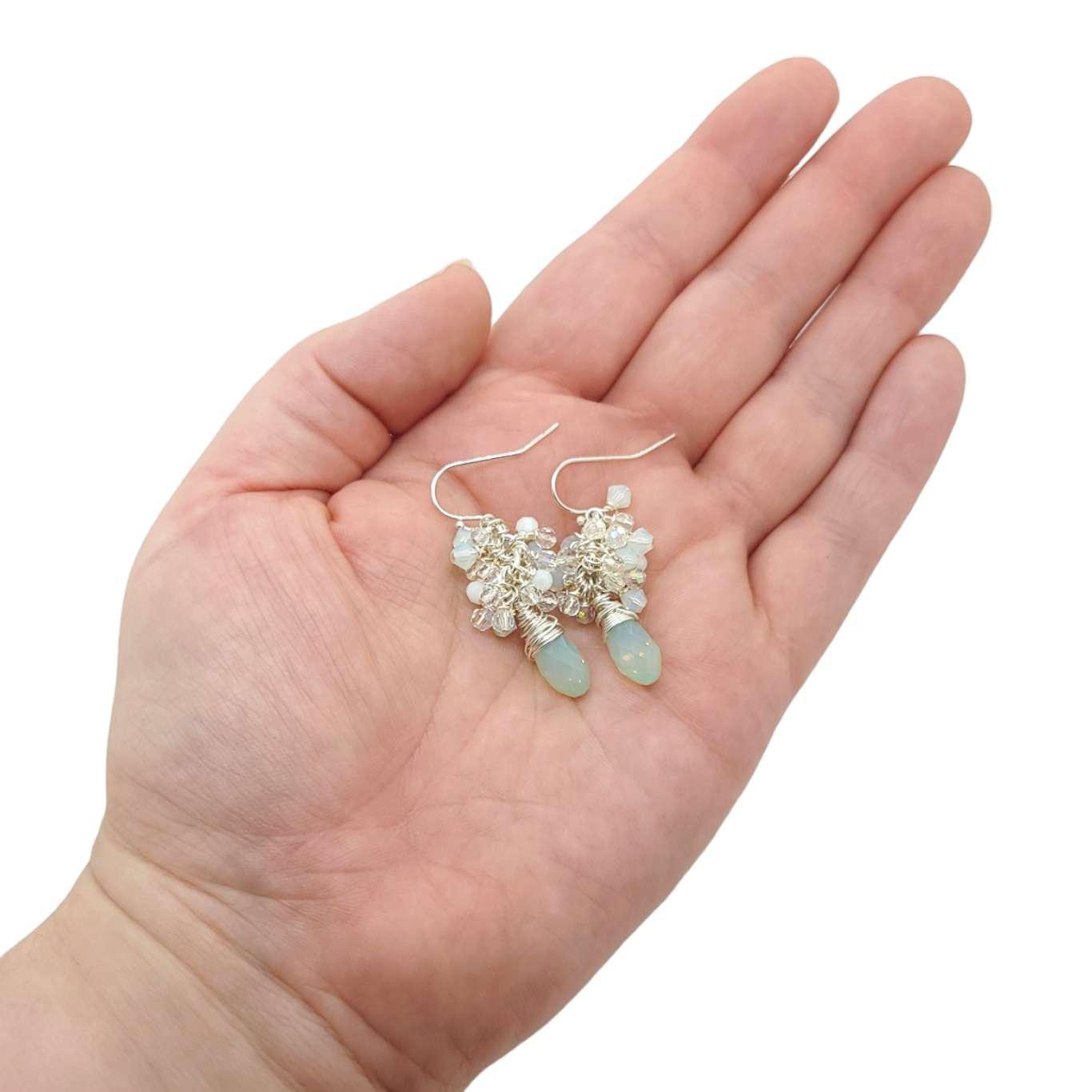 Earrings - Chrysolite Opal Crystal Teardrop Clusters by Sugar Sidewalk