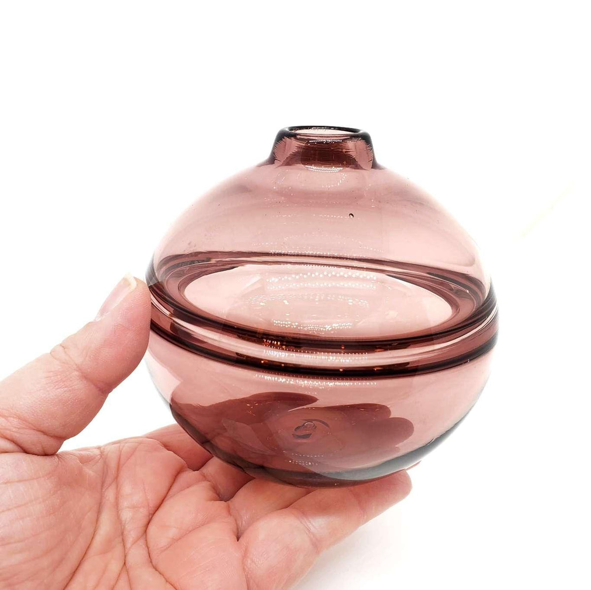 Bud Vase - Petite Round in Aubergine Purple Glass by Dougherty Glassworks