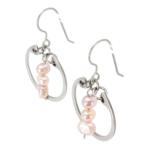 Earrings - Pearl Trio Medium Circles (Pink) by Wraptillion