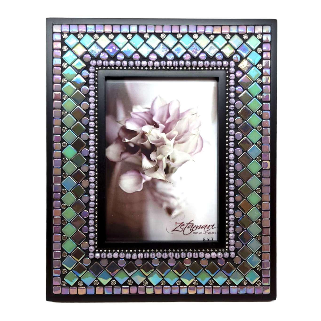 Picture Frame - 5x7in Mosaic Frame in Verbena by Zetamari Mosaic Artworks