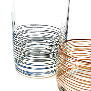 Wrapped Tumblers - Silver-Blue Concentric by Furnace Glassworks