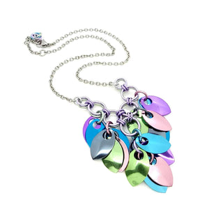 Necklace - Reversible V Feather Cascade in Cosmic Unicorn by Rebeca Mojica
