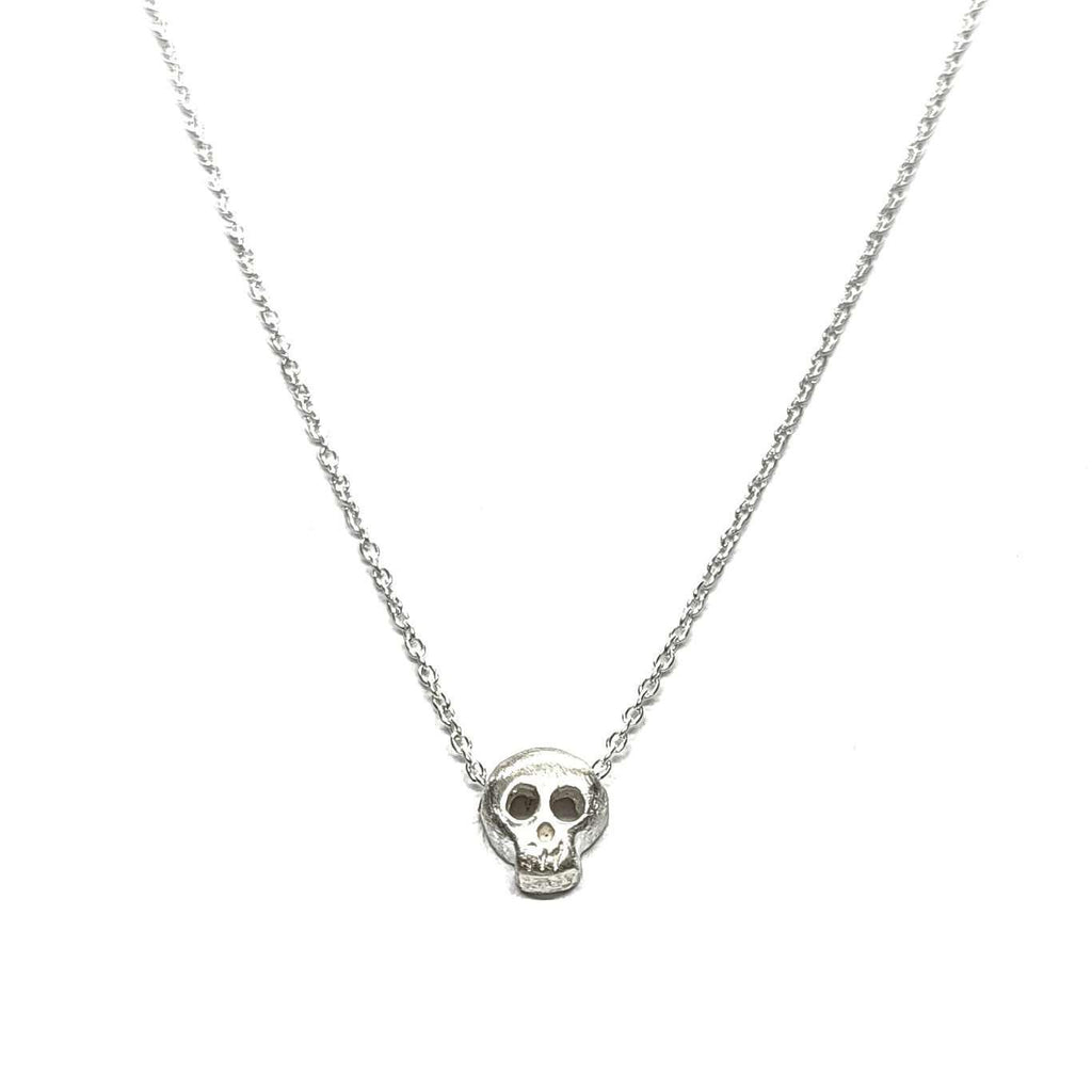 Lena K. Sterling Silver Skull Necklace-