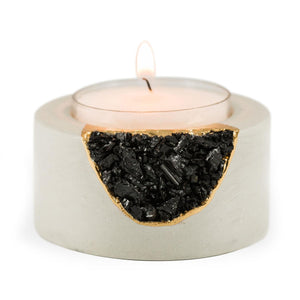 Candle Holder - Black Tourmaline Light Gray by Tal and Bert