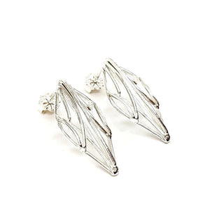 Earrings - Studs - Leaf Openwork Argentium Silver by Jen Surine