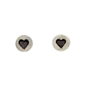 Earrings - Black Heart Studs in Sterling Silver by Michelle Chang