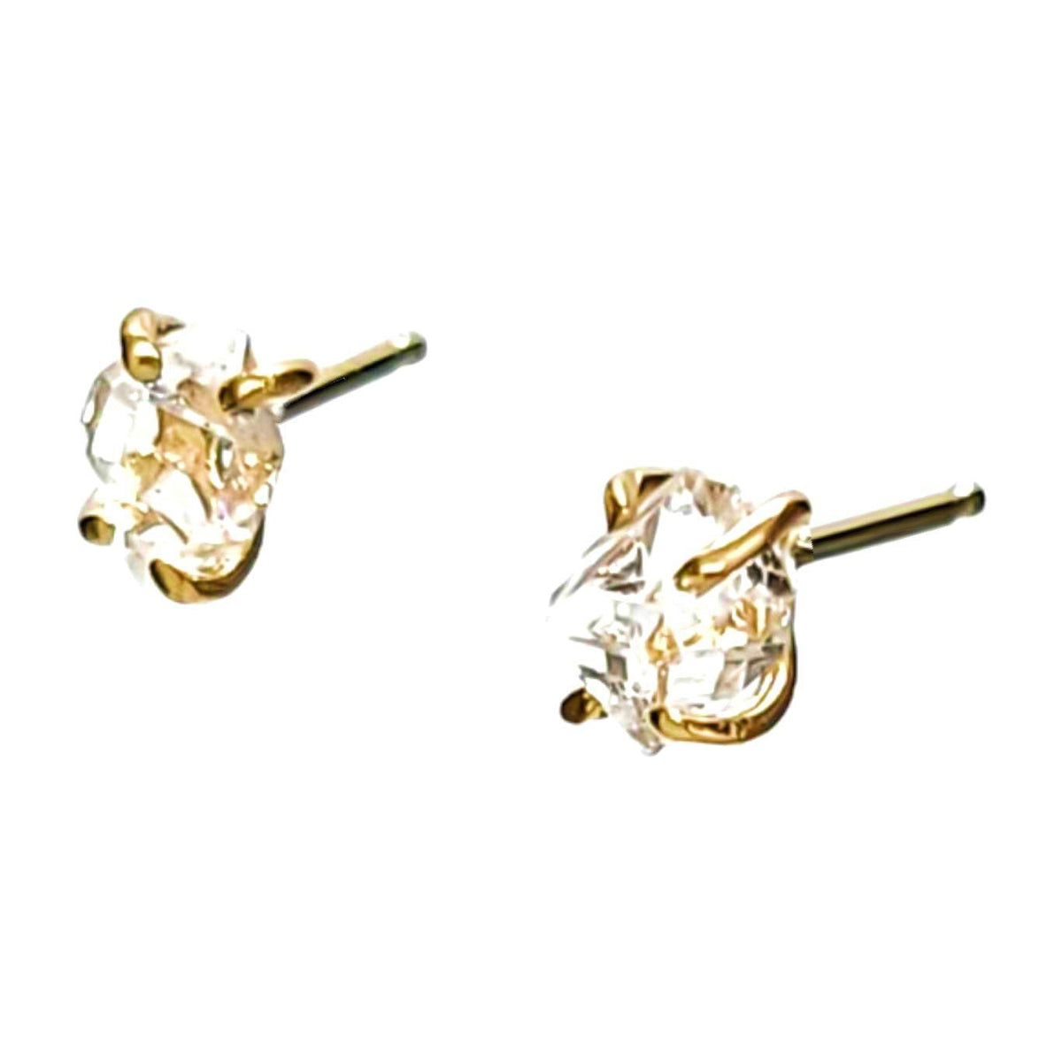 Earrings - Classic 5-6mm Herkimer Studs in 14k Yellow Gold by Storica Studio