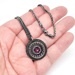 Necklace - OOAK Rhodolite Garnet Pendant in Sterling Silver by Allison Kallaway