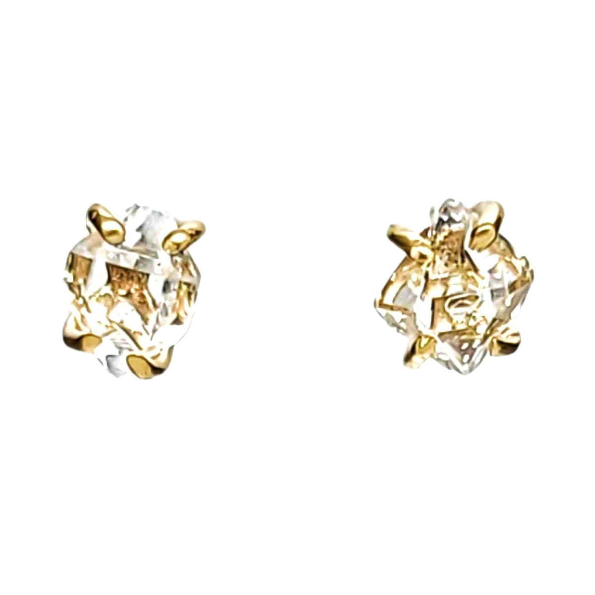 Earrings - Classic 5-6mm Herkimer Studs in 14k Yellow Gold by Storica Studio