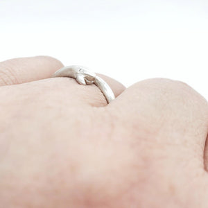 Ring - Diamond-Eyed Small Snake Tail in Sterling Silver by Michelle Chang