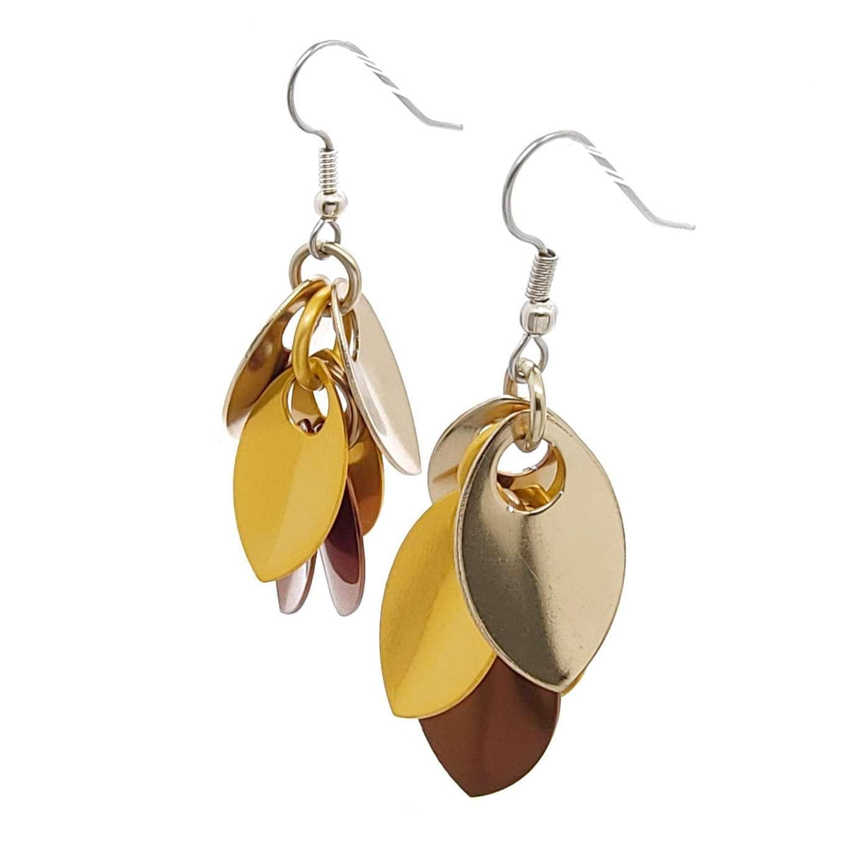 Earrings - Short Leafy Cascade (Golden Browns) by Rebeca Mojica