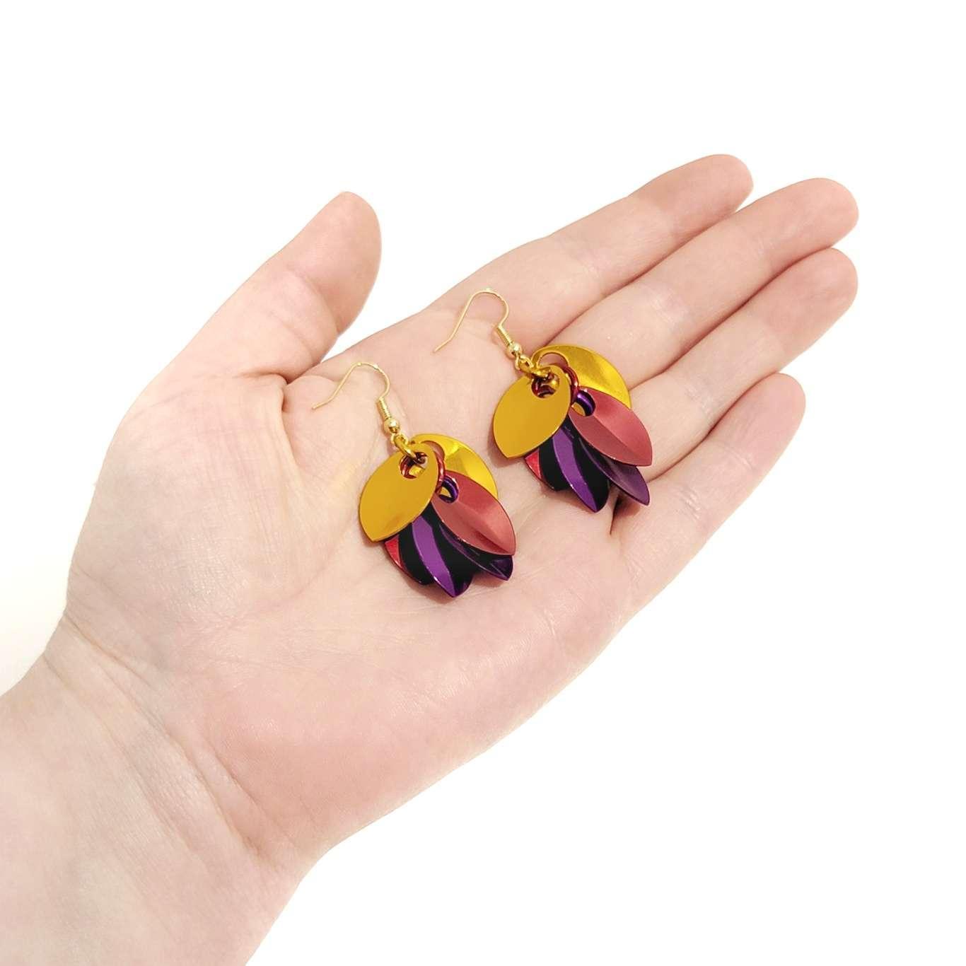 Earrings - Short Leafy Cascade (Sunset) by Rebeca Mojica