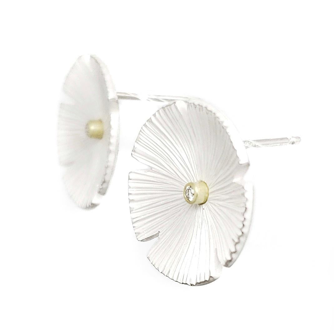 Earrings – Lily Pad Posts in White by Susan Mahlstedt