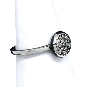 Ring - Size 8 - 8mm Pavé Diamond on Notched Band in Sterling Silver by 314 Studio