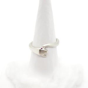 Ring - Ruby-Eyed Large Snake Tail in Sterling Silver by Michelle Chang