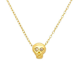 Necklace - Diamond-Eyed Tiny Skull in 14k Gold by Michelle Chang