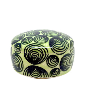 Box - Large Lidded in Nested Circles on Green by Britt Dietrich Ceramics