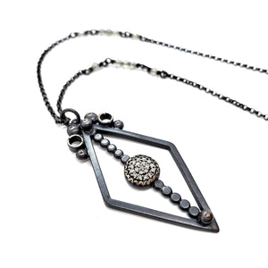 Necklace - Pavé Diamond Open Frame Pendant in Sterling Silver by 314 Studio