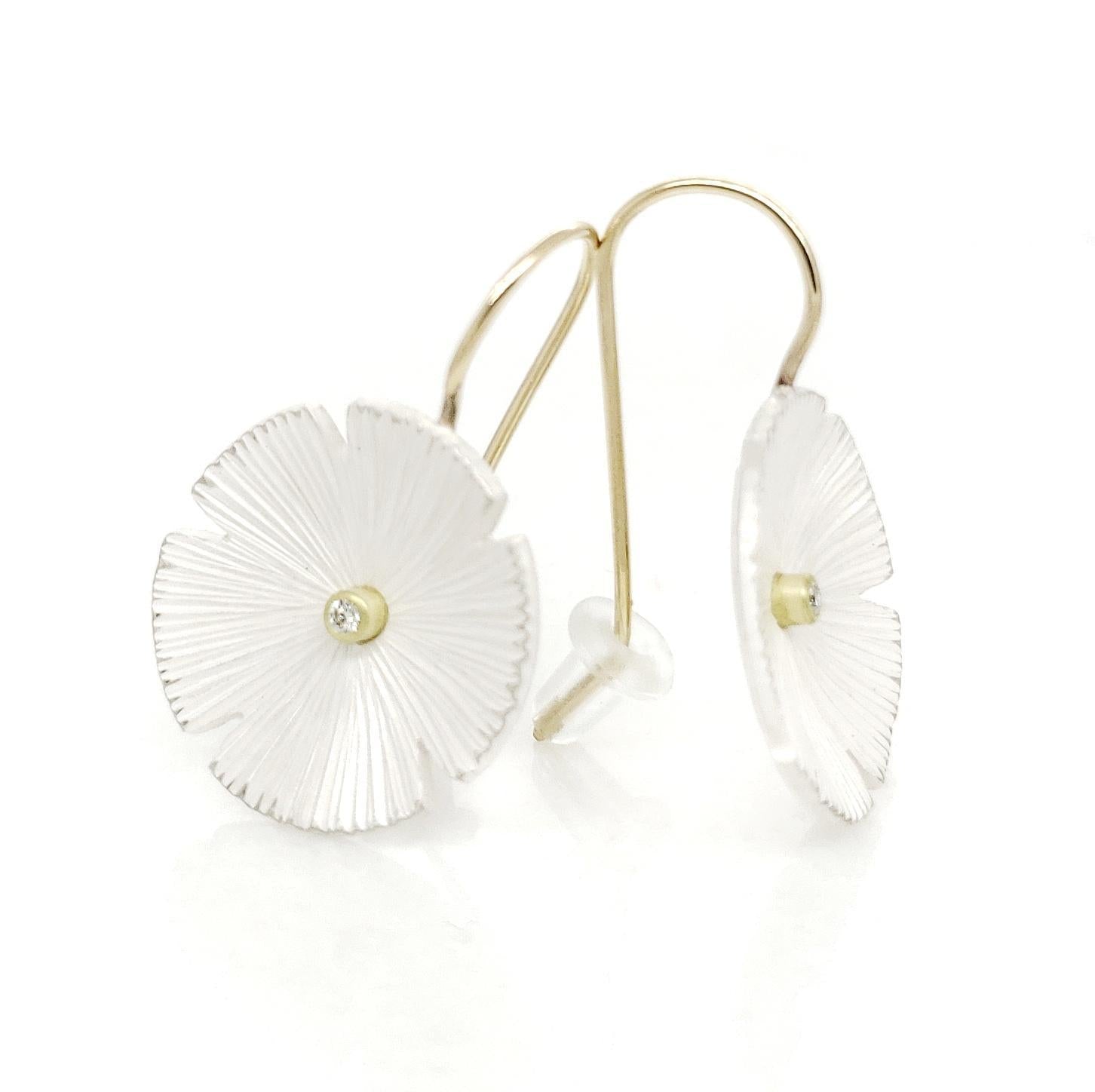 Earrings – Lily Pad Drops in White by Susan Mahlstedt