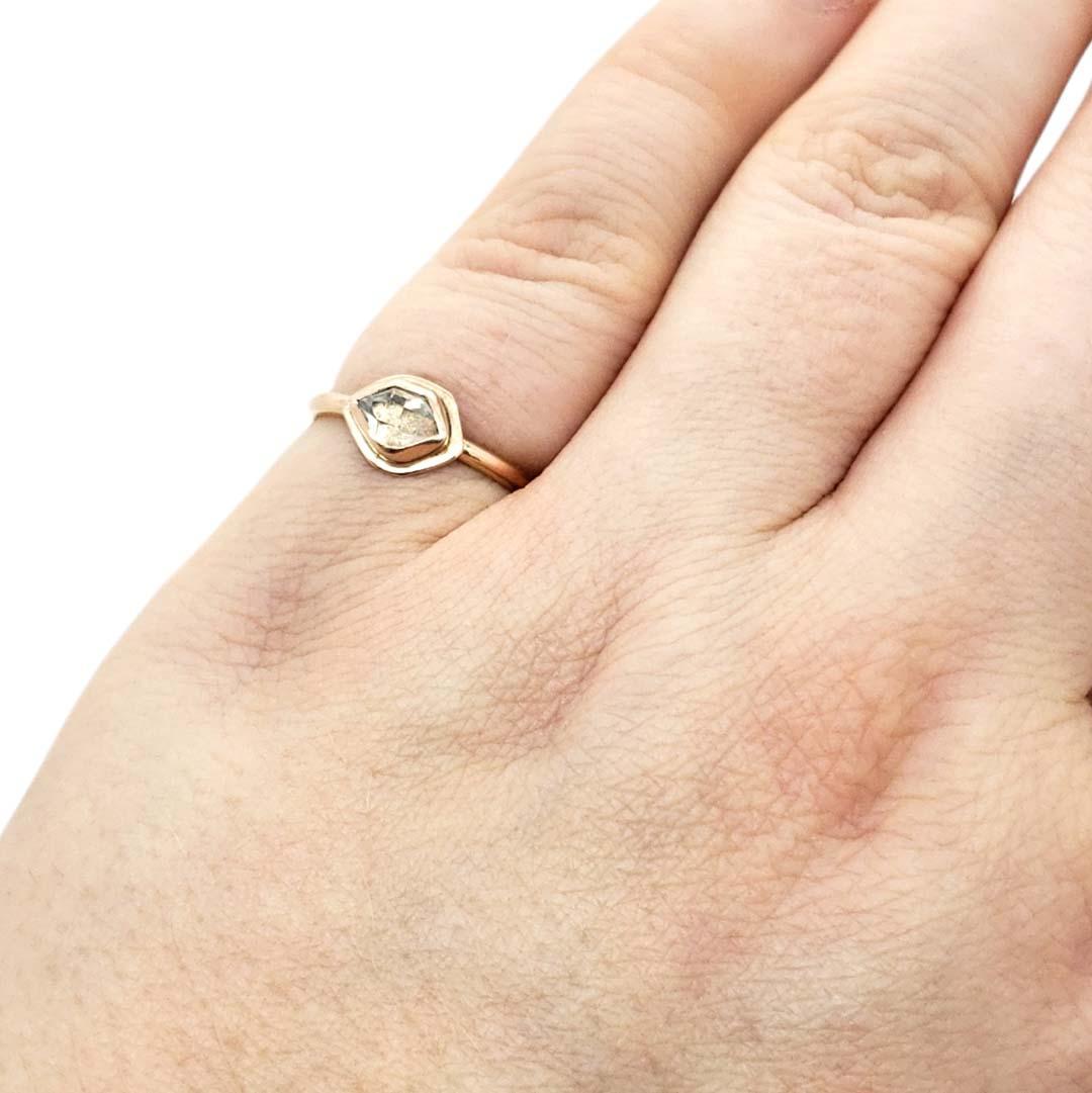 Ring - Size 5 - Glacier Mini Horizontal Herkimer in 14k Rose Gold by Storica Studio