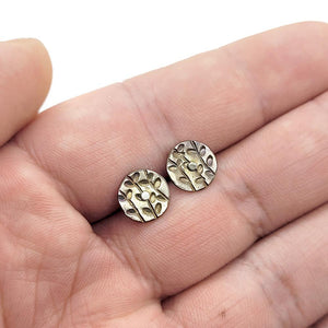 Earrings - Studs - Vine Texture 10mm dia Ti and SS by Taviametal